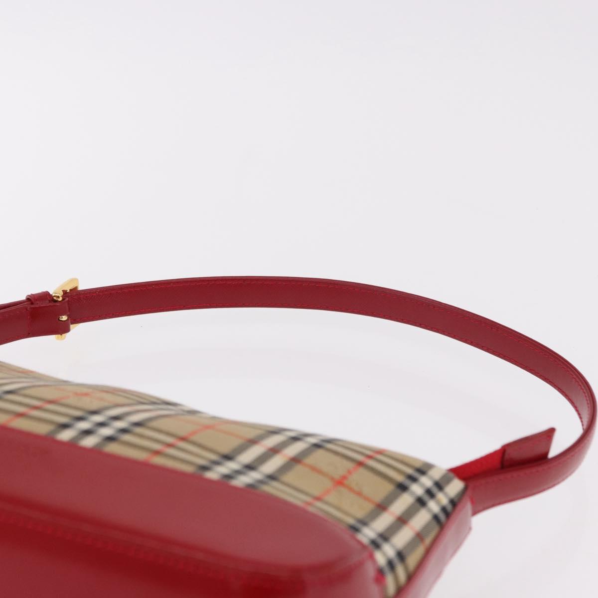 BURBERRY Nova Check Hand Bag Canvas Beige Gold Auth 191905