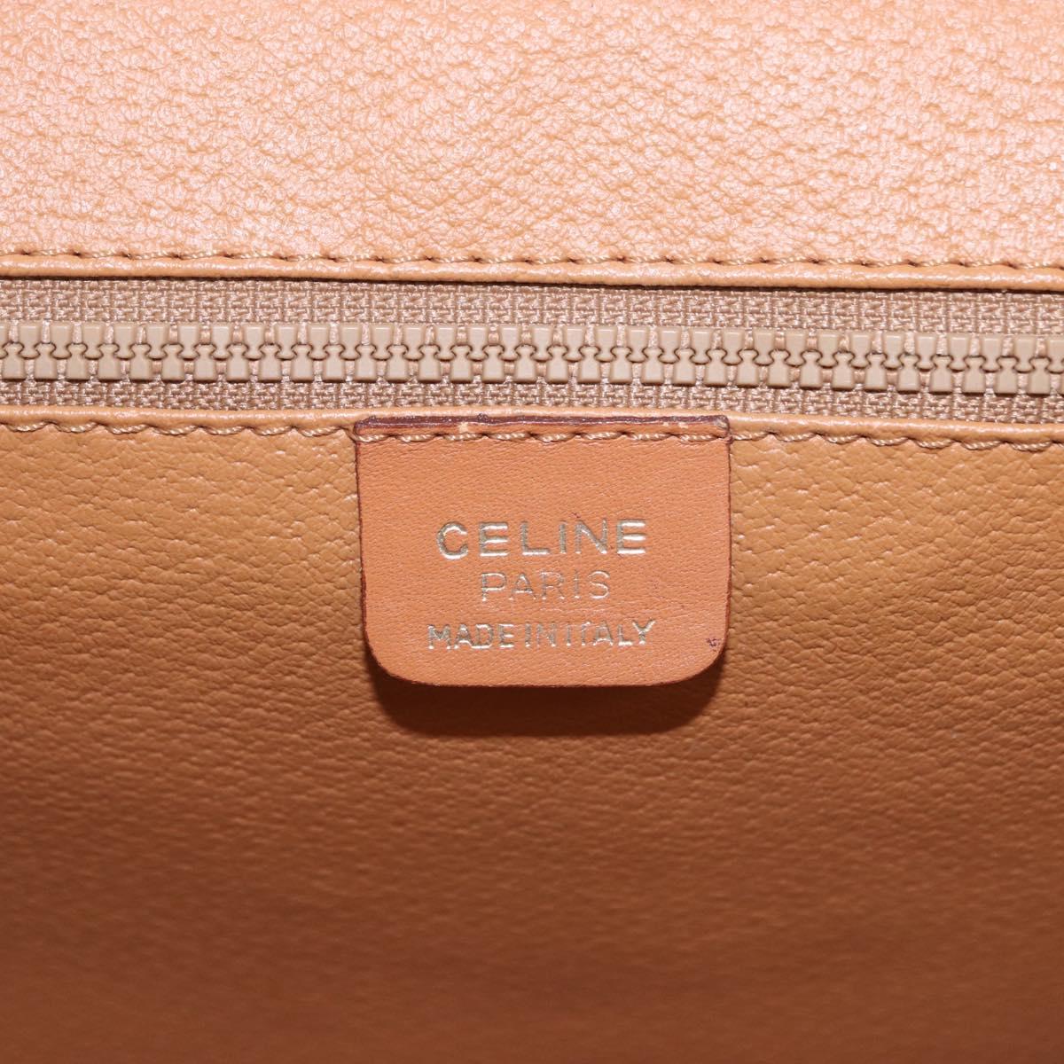 CELINE Macadam Canvas Shoulder Bag PVC White Gold Auth 191906A