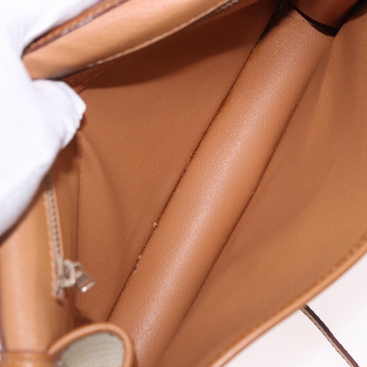 CELINE Macadam Canvas Shoulder Bag PVC White Gold Auth 191906A
