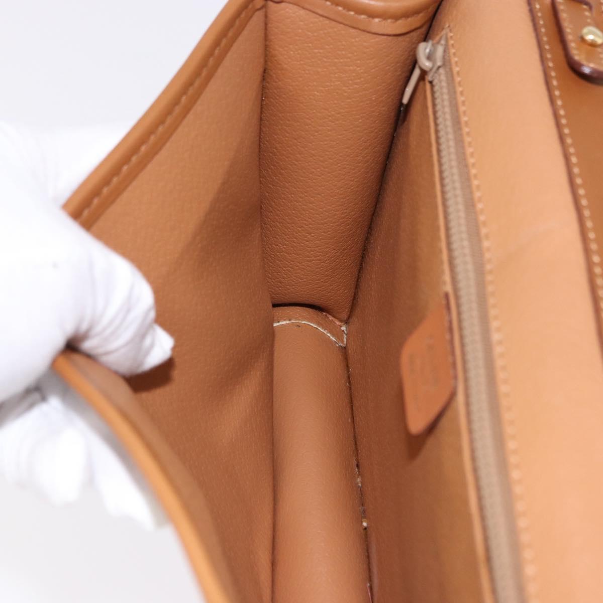 CELINE Macadam Canvas Shoulder Bag PVC White Gold Auth 191906A