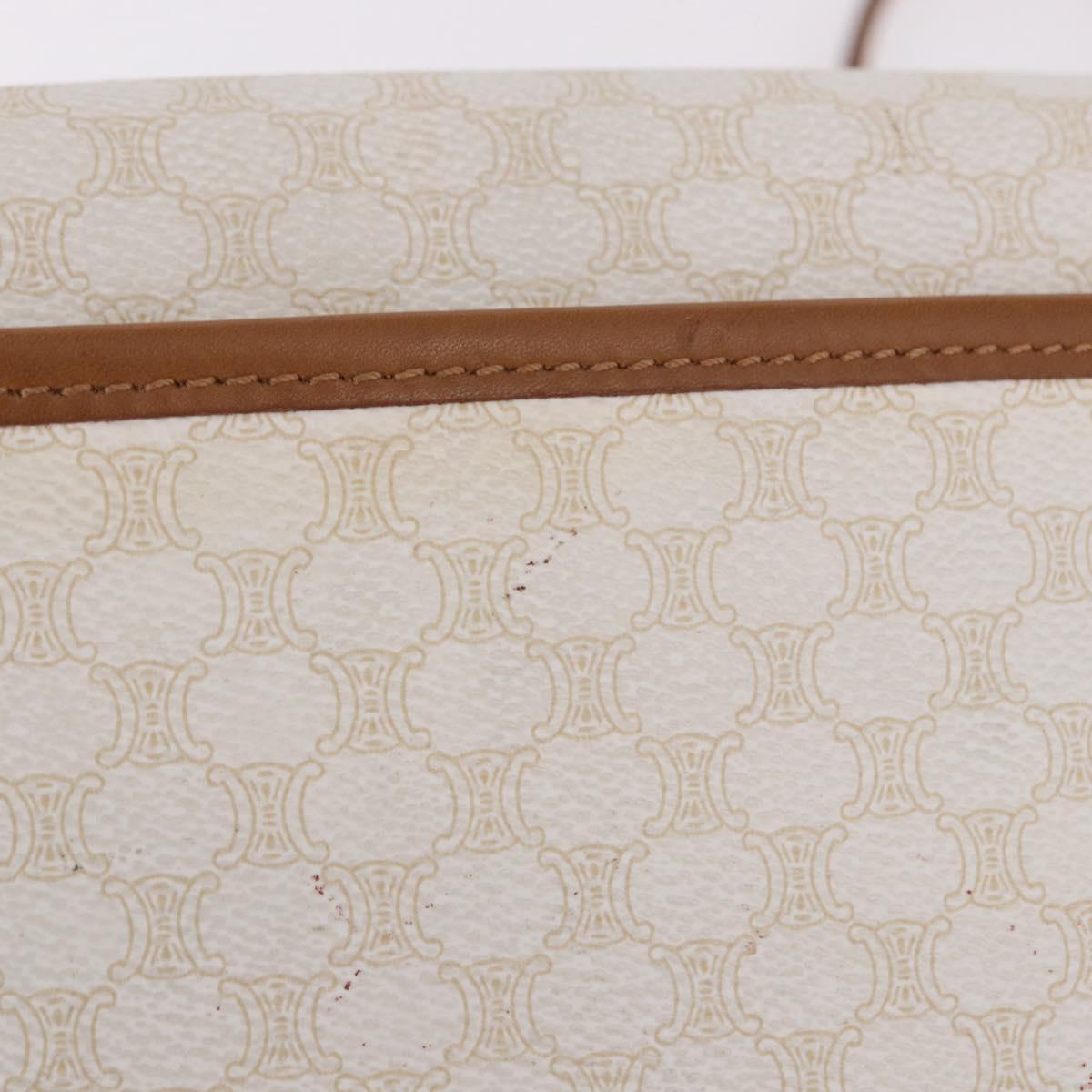 CELINE Macadam Canvas Shoulder Bag PVC White Gold Auth 191906A