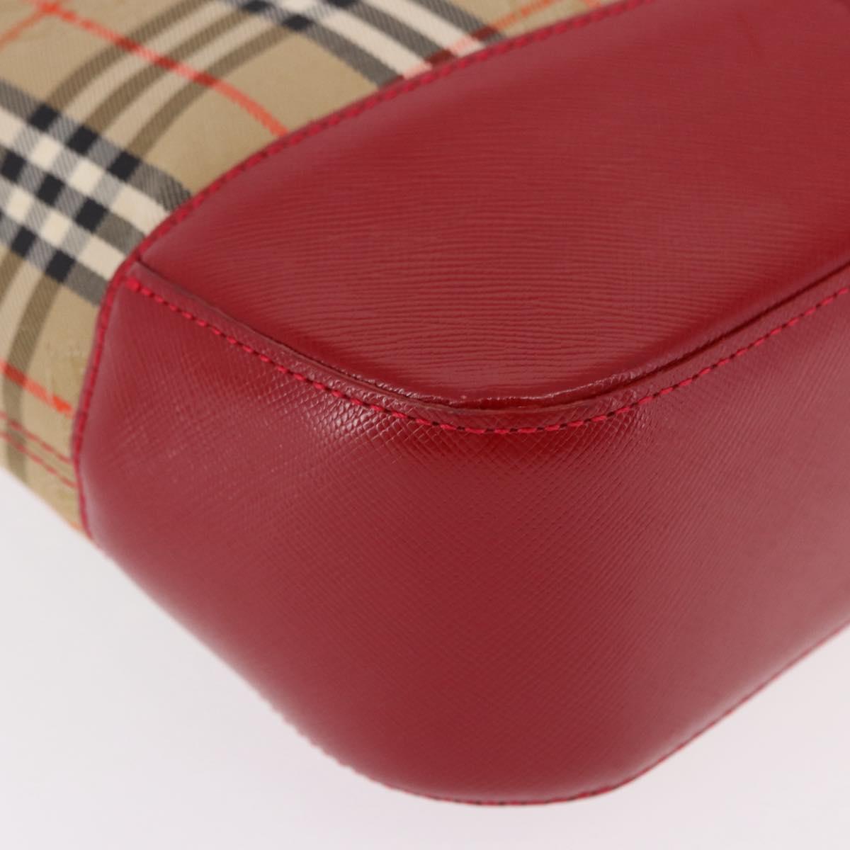 BURBERRY Nova Check Hand Bag Canvas Beige Gold Auth 191907