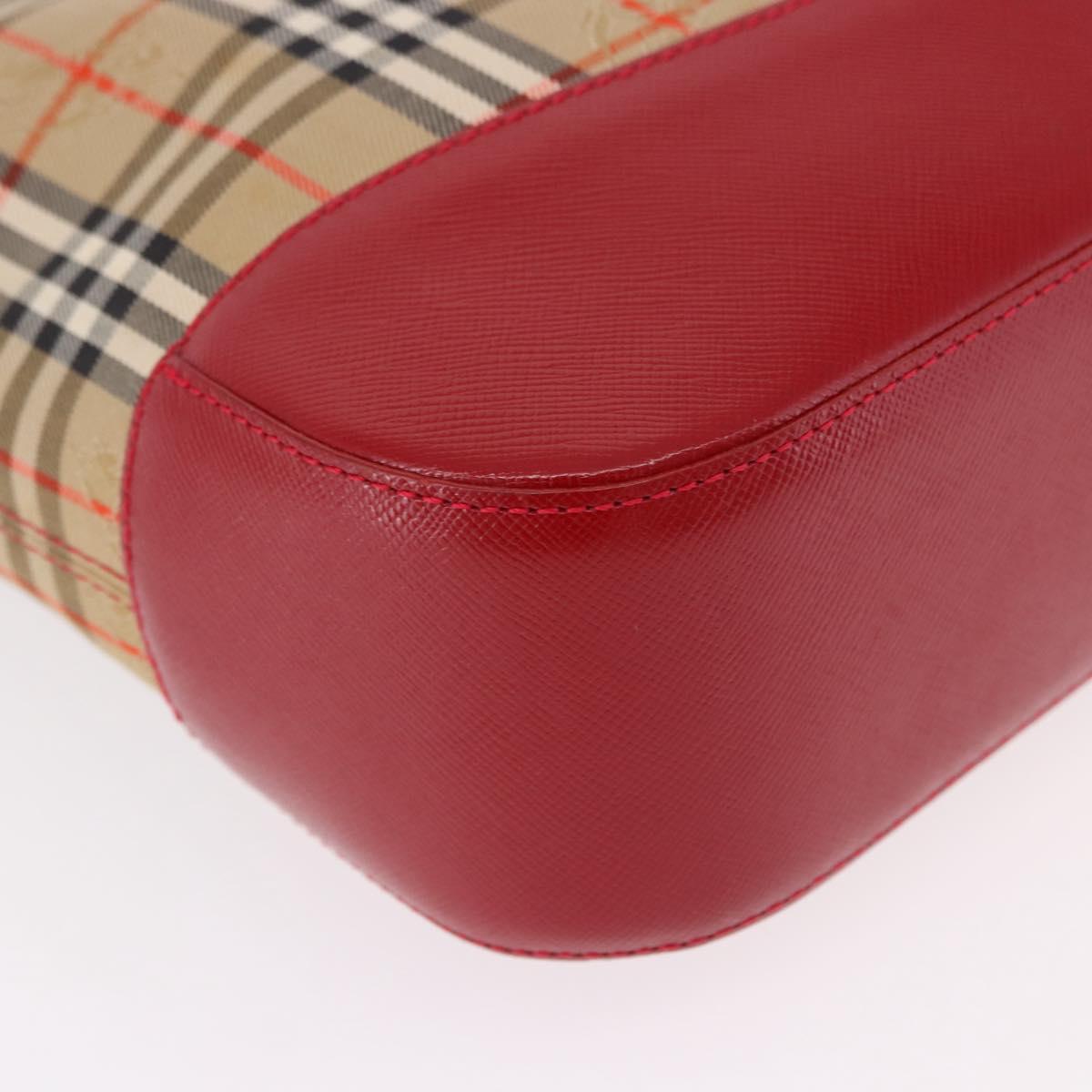 BURBERRY Nova Check Hand Bag Canvas Beige Gold Auth 191907