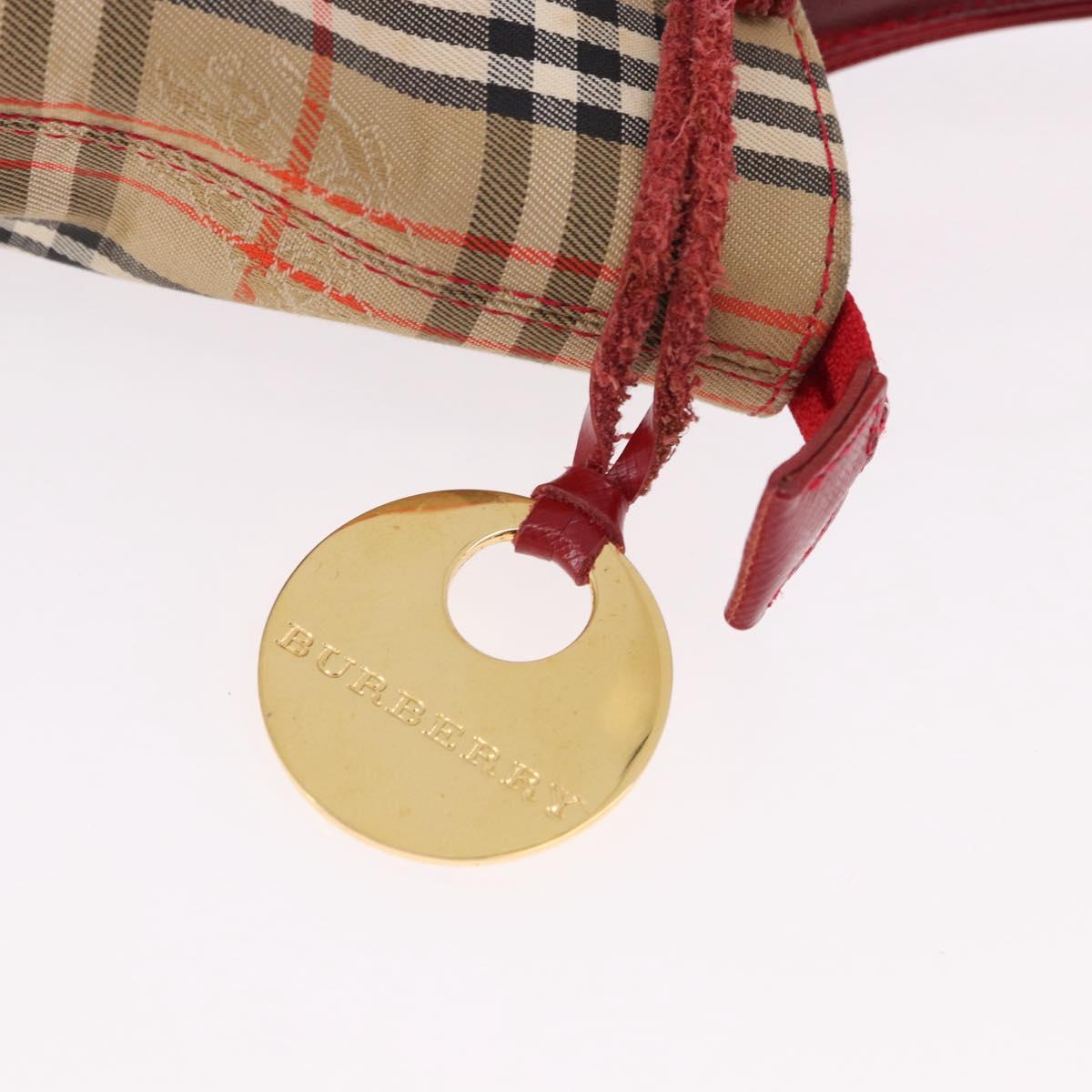 BURBERRY Nova Check Hand Bag Canvas Beige Gold Auth 191907