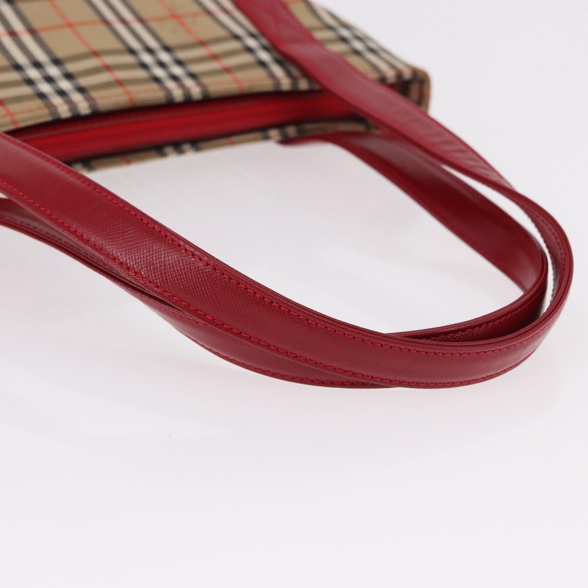 BURBERRY Nova Check Hand Bag Canvas Beige Gold Auth 191907