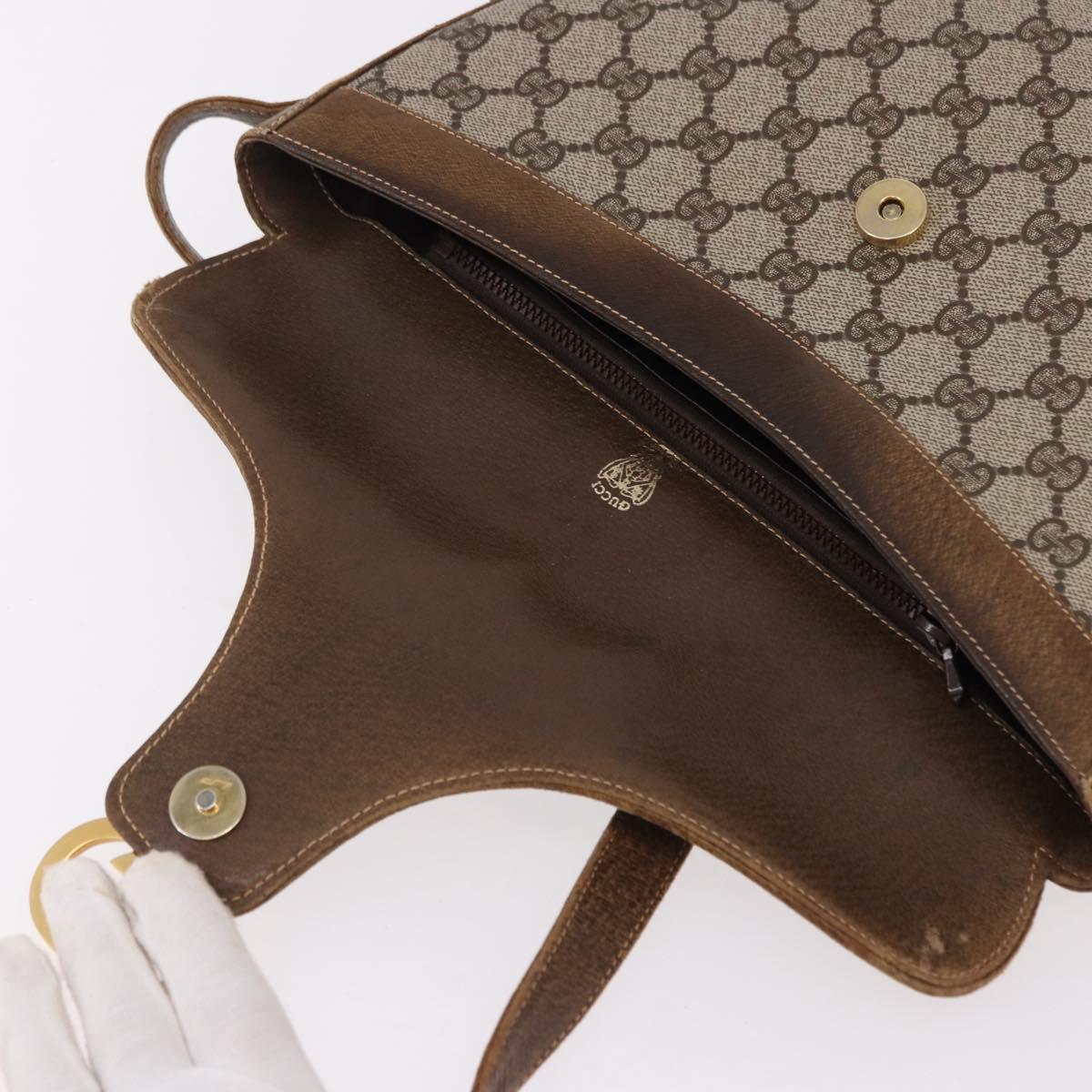 GUCCI GG Supreme Web Sherry Line Shoulder Bag PVC Beige Gold Auth 191908