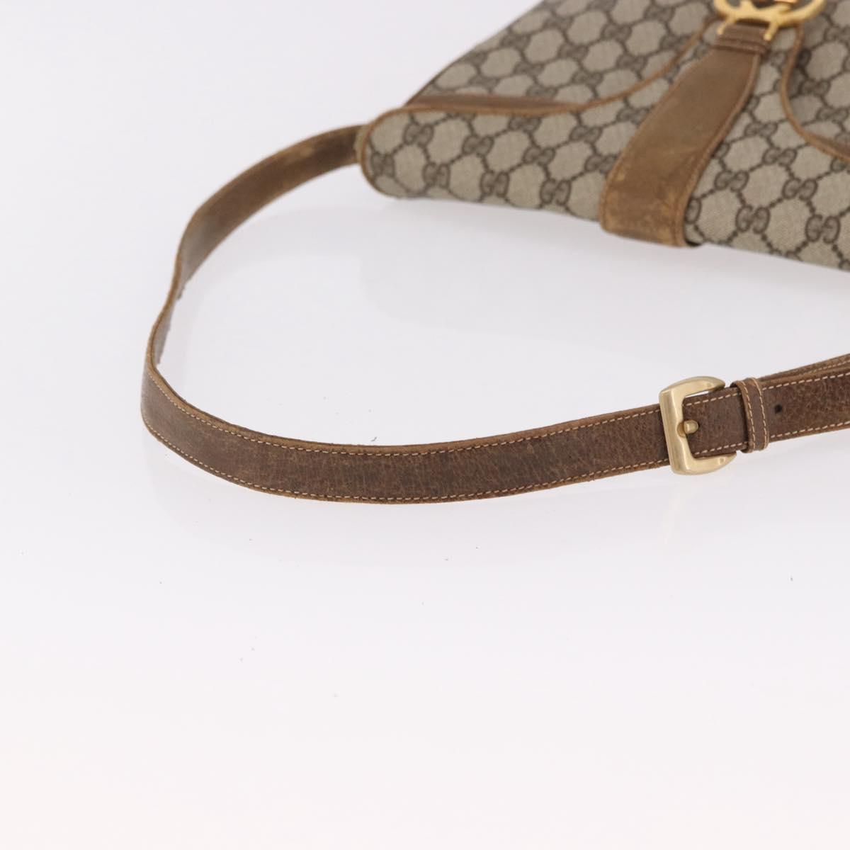 GUCCI GG Supreme Web Sherry Line Shoulder Bag PVC Beige Gold Auth 191908