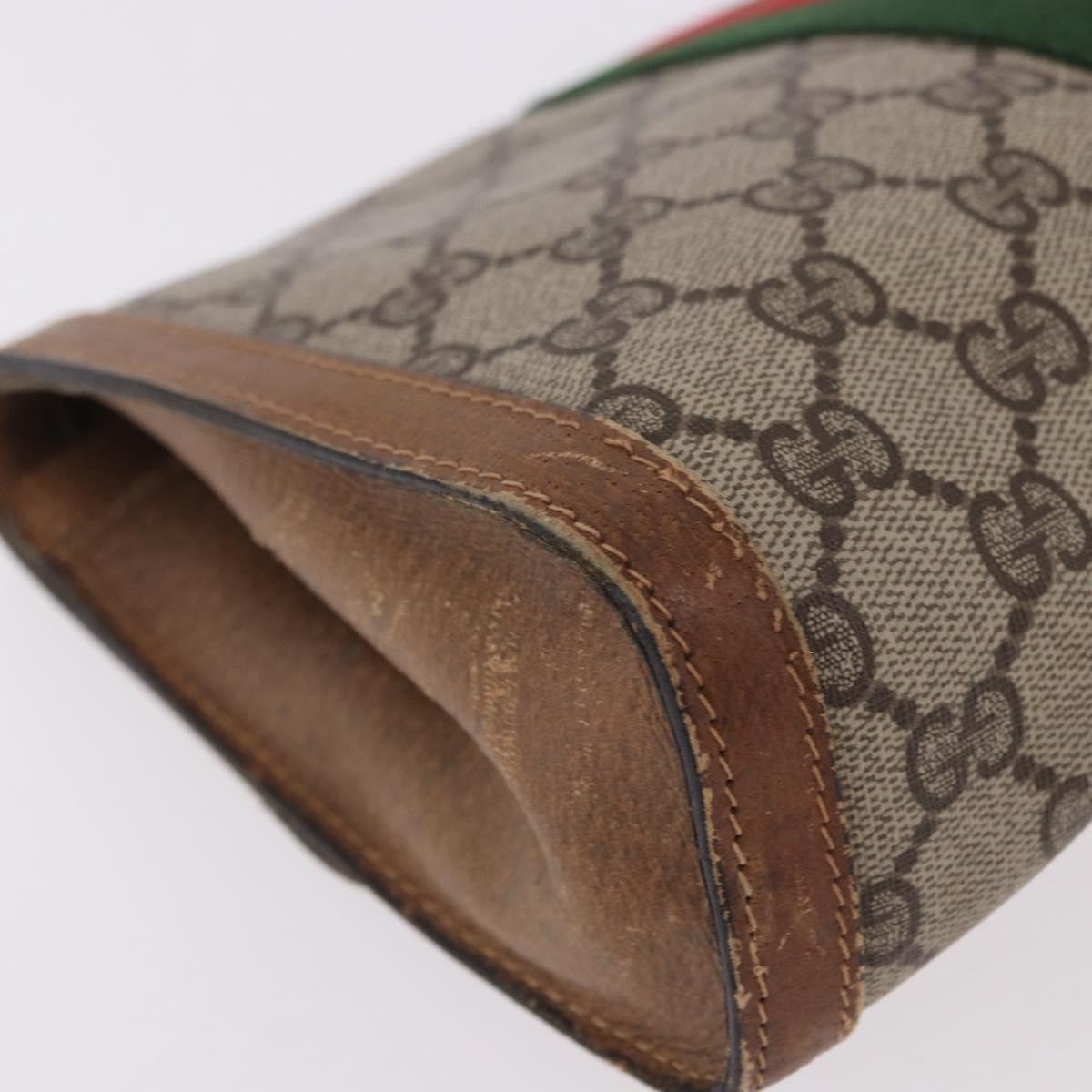 GUCCI GG Supreme Web Sherry Line Bag PVC Beige Red 41 014 3087 25 Auth 191909