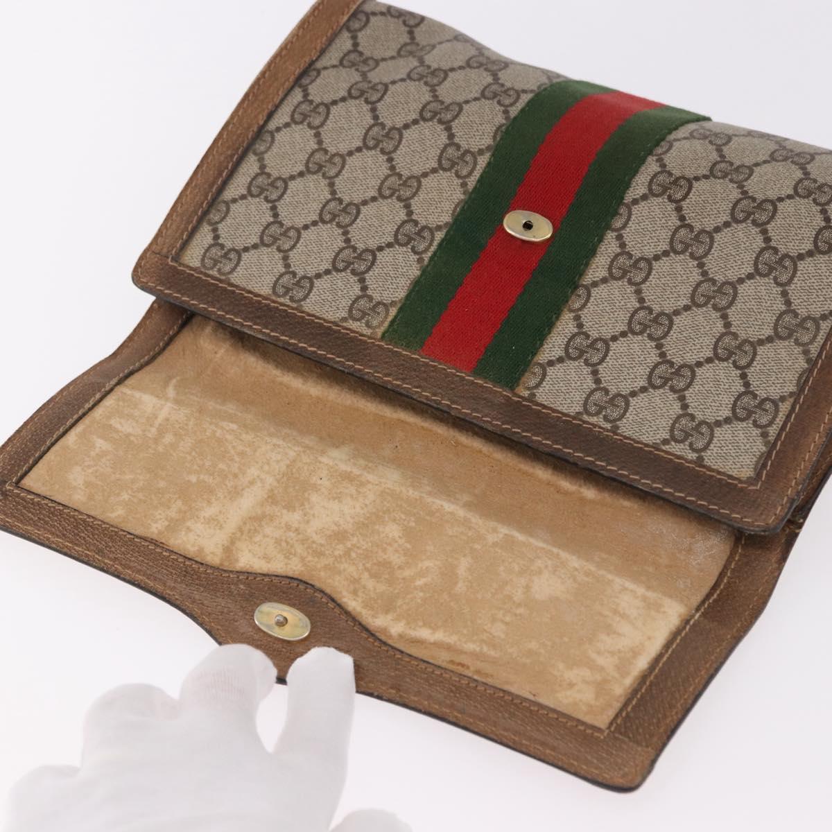 GUCCI GG Supreme Web Sherry Line Bag PVC Beige Red 41 014 3087 25 Auth 191909