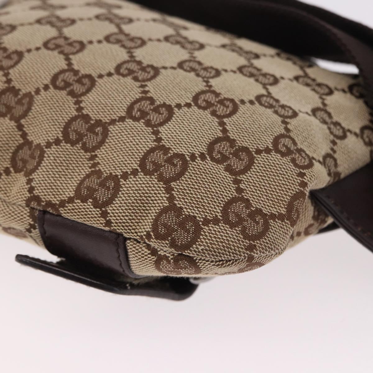 GUCCI GG Canvas Waist Bag Beige Silver 145851 Auth 191912