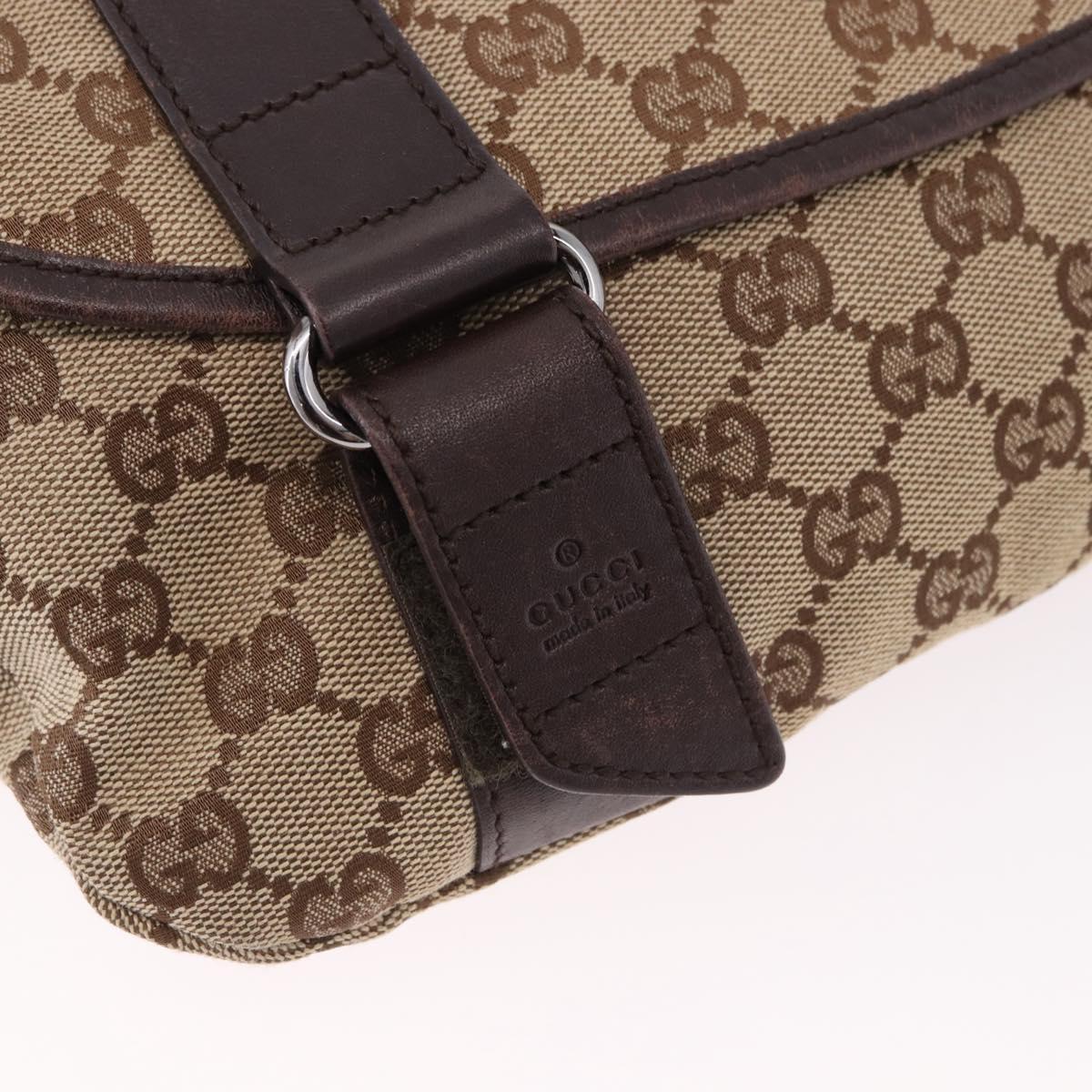 GUCCI GG Canvas Waist Bag Beige Silver 145851 Auth 191912