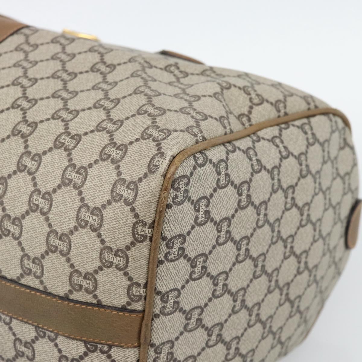 GUCCI GG Plus Supreme Boston Bag PVC Beige Gold Auth 191915