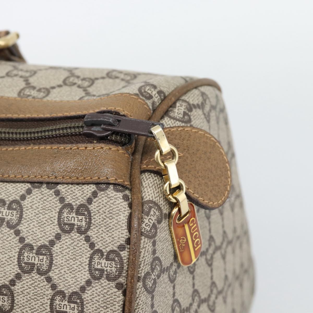 GUCCI GG Plus Supreme Boston Bag PVC Beige Gold Auth 191915