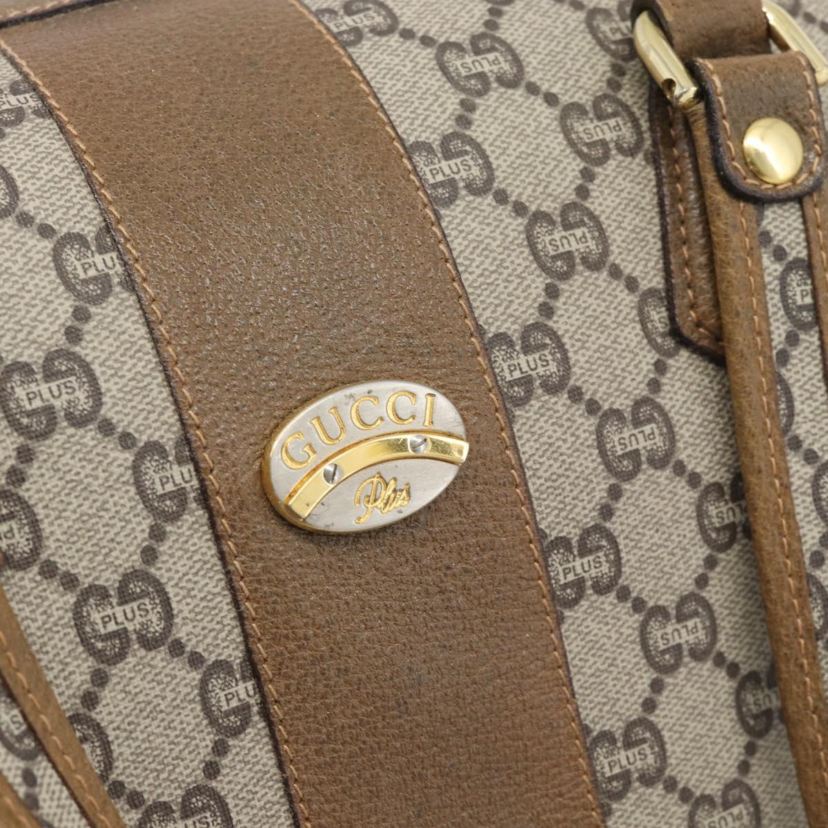 GUCCI GG Plus Supreme Boston Bag PVC Beige Gold Auth 191915