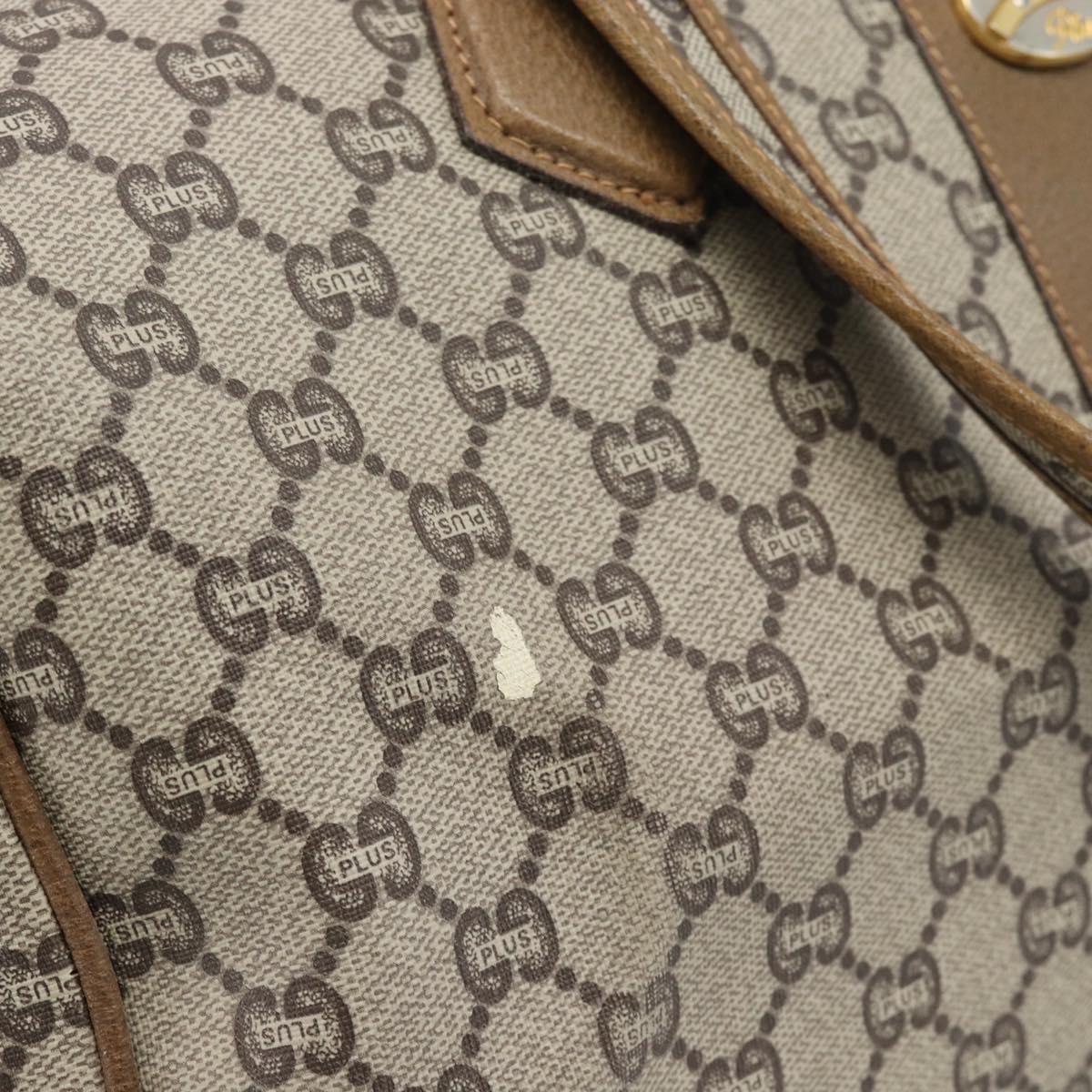 GUCCI GG Plus Supreme Boston Bag PVC Beige Gold Auth 191915