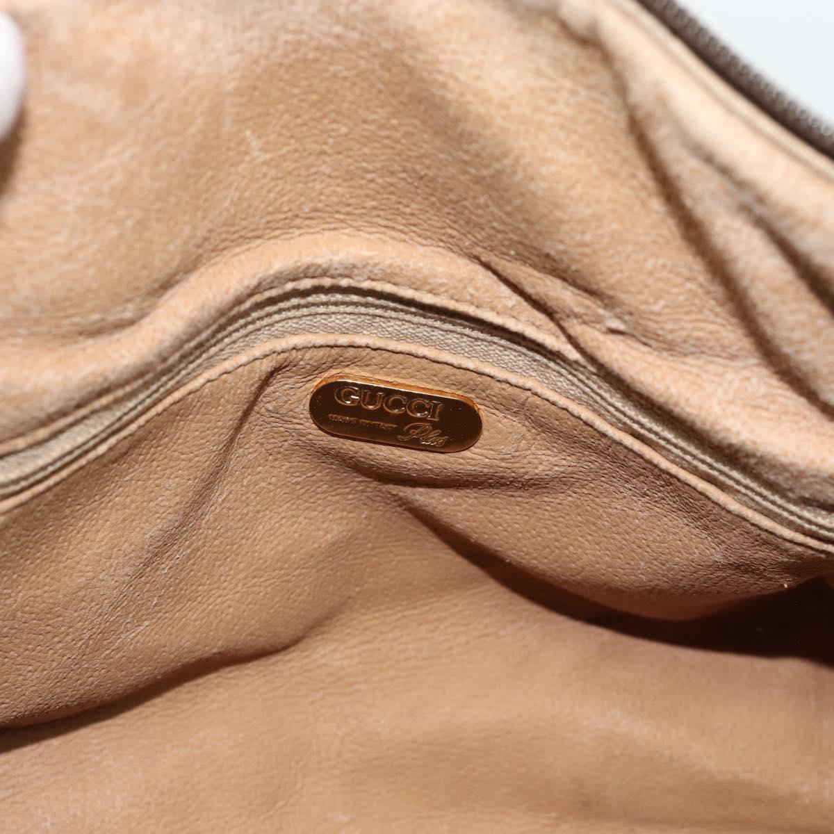 GUCCI GG Plus Supreme Boston Bag PVC Beige Gold Auth 191915
