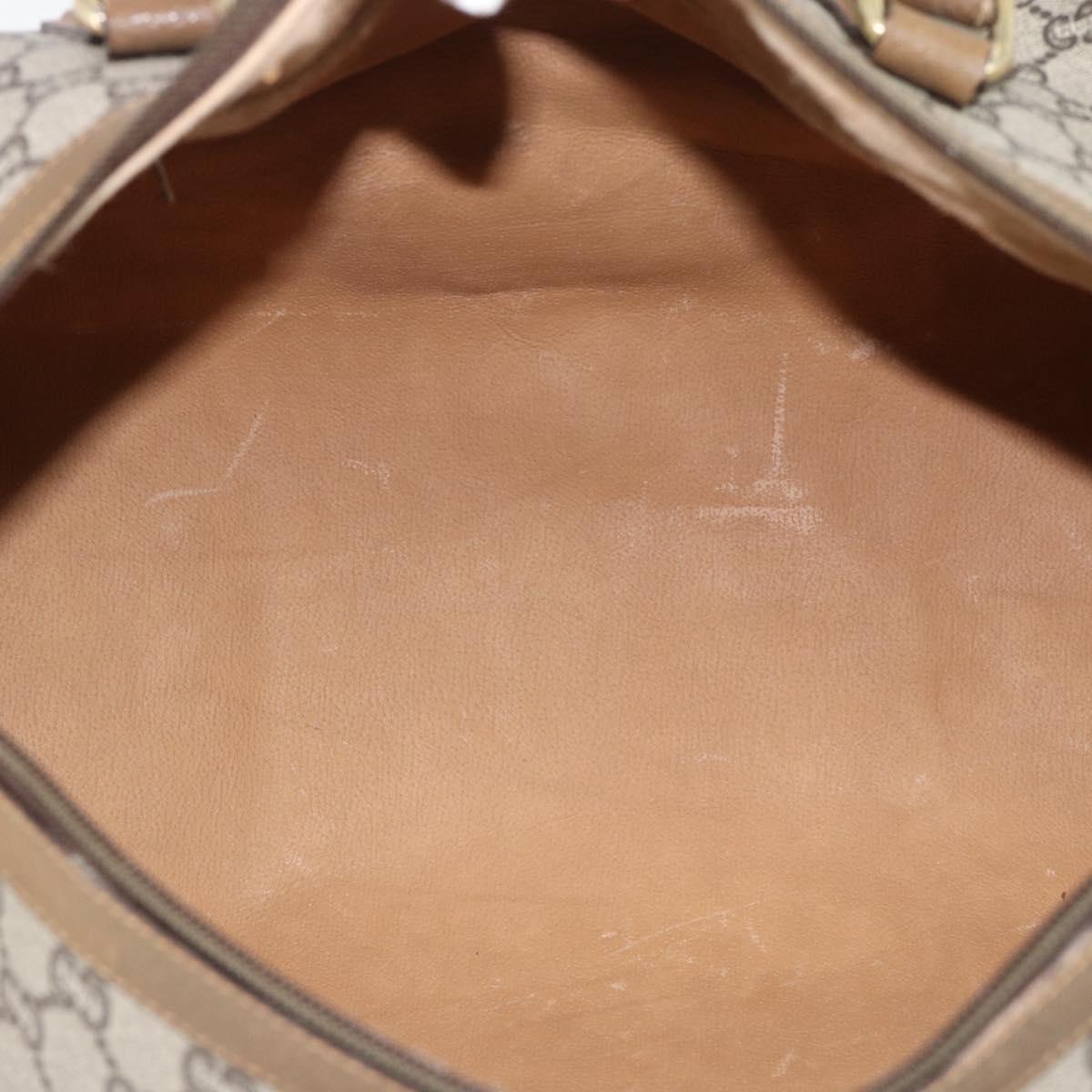 GUCCI GG Plus Supreme Boston Bag PVC Beige Gold Auth 191915