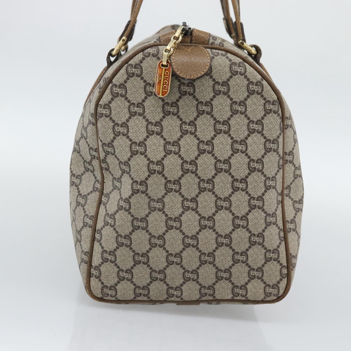 GUCCI GG Plus Supreme Boston Bag PVC Beige Gold Auth 191915