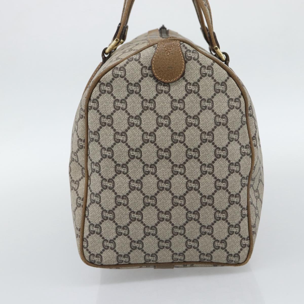 GUCCI GG Plus Supreme Boston Bag PVC Beige Gold Auth 191915