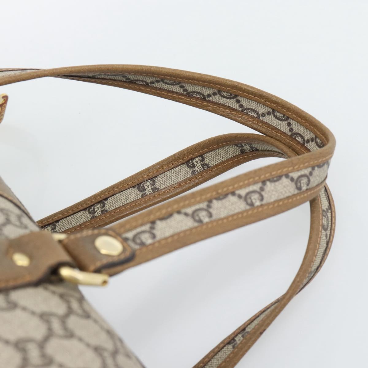 GUCCI GG Plus Supreme Boston Bag PVC Beige Gold Auth 191915