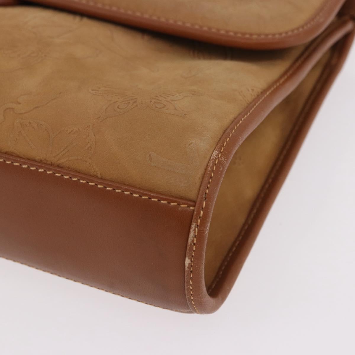 GUCCI Shoulder Bag Leather Beige Gold Auth 191917