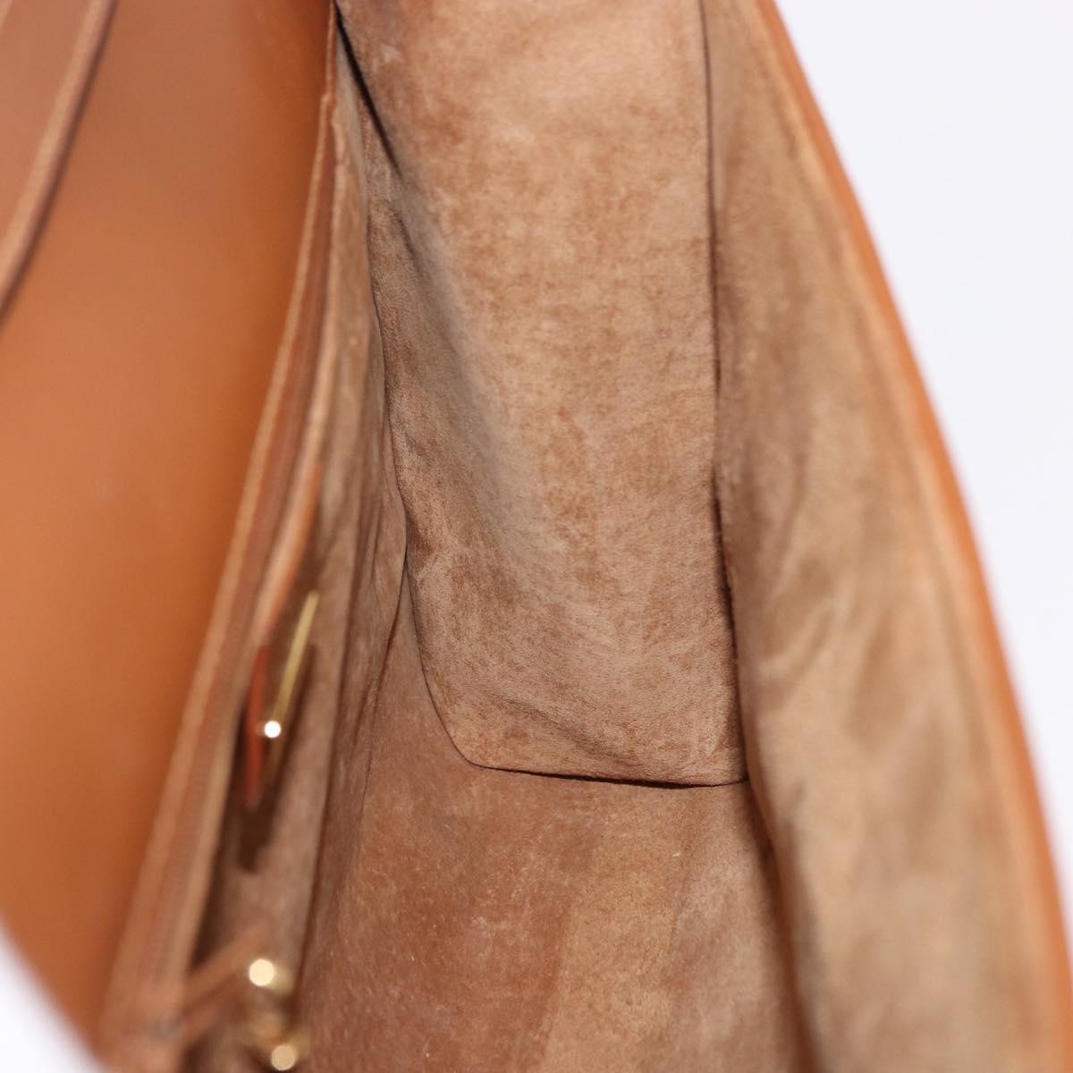 GUCCI Shoulder Bag Leather Beige Gold Auth 191917