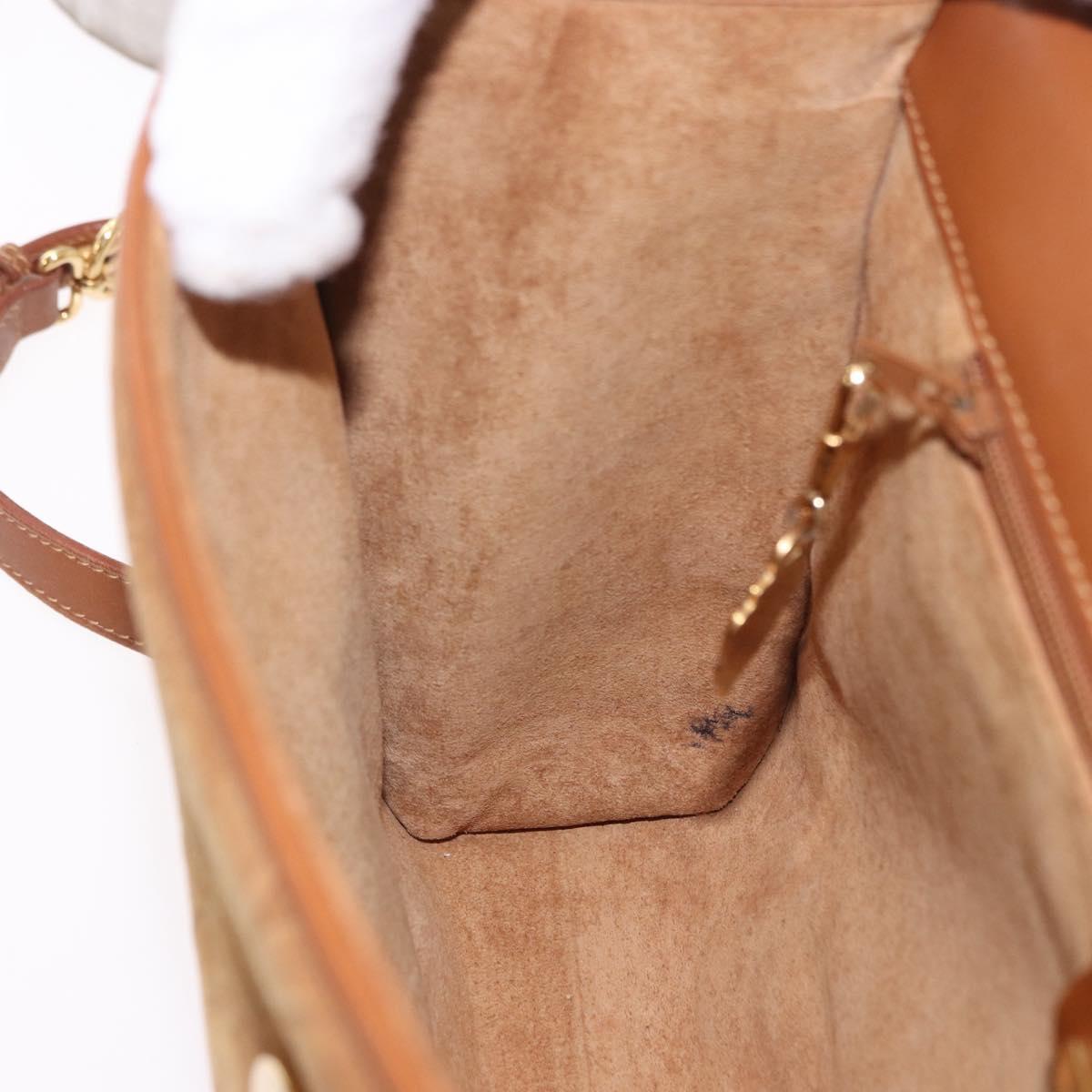 GUCCI Shoulder Bag Leather Beige Gold Auth 191917