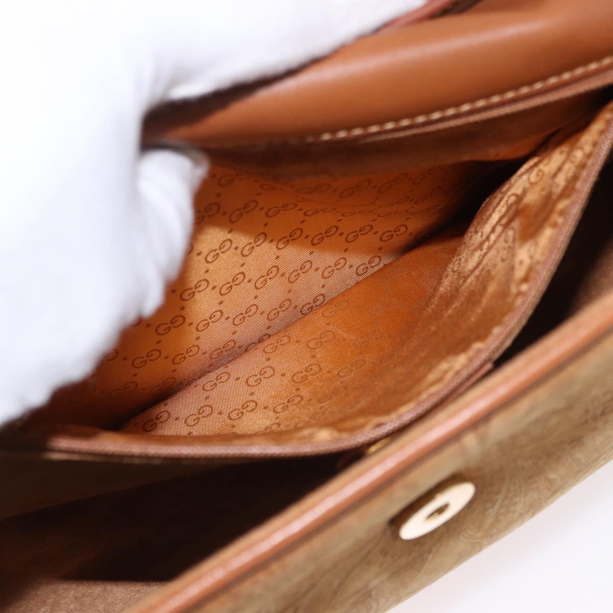 GUCCI Shoulder Bag Leather Beige Gold Auth 191917