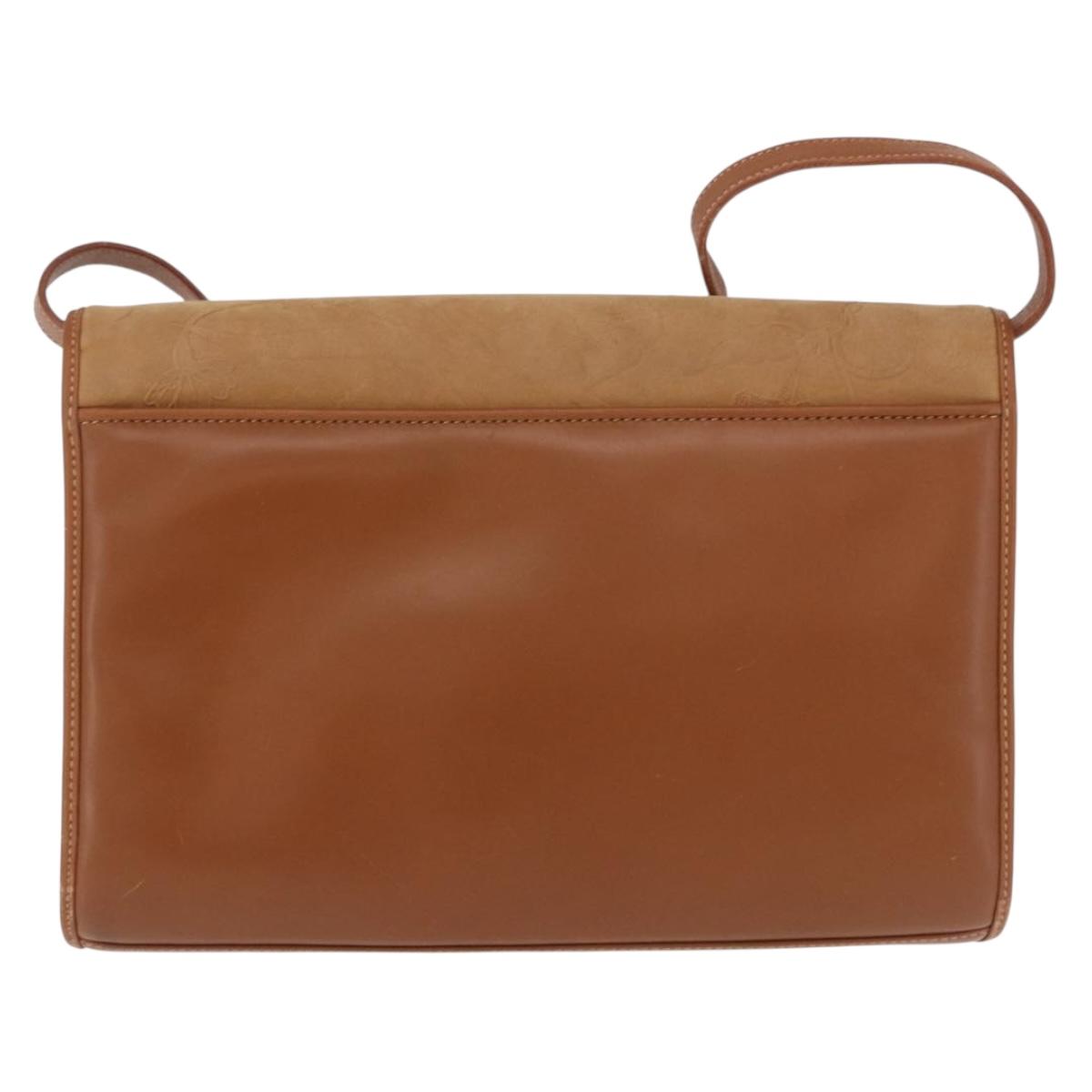 GUCCI Shoulder Bag Leather Beige Gold Auth 191917