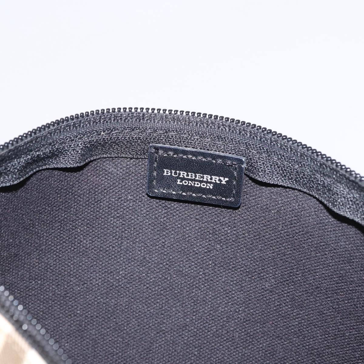 BURBERRY Nova Check Hand Bag PVC Beige Silver Auth 191918