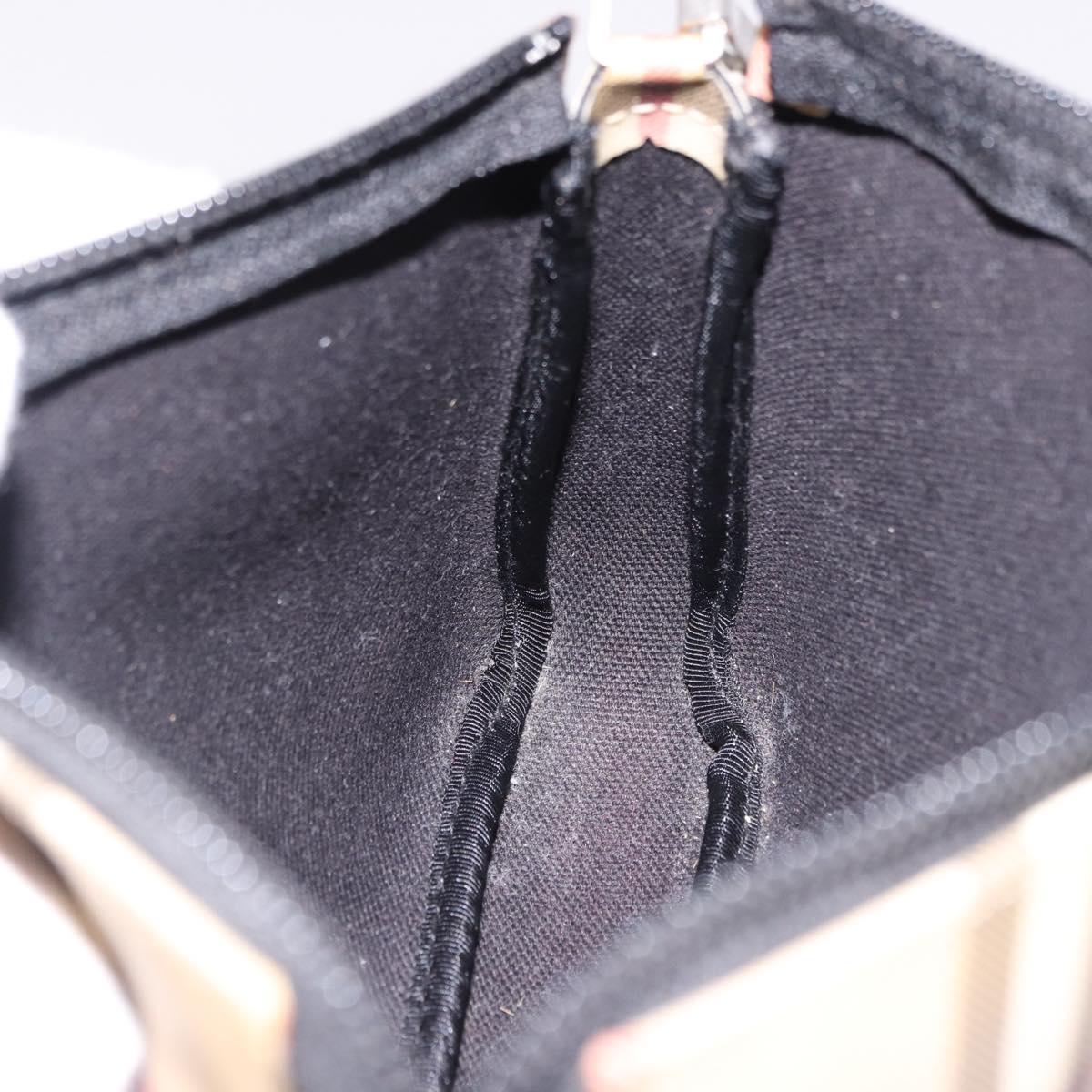 BURBERRY Nova Check Hand Bag PVC Beige Silver Auth 191918