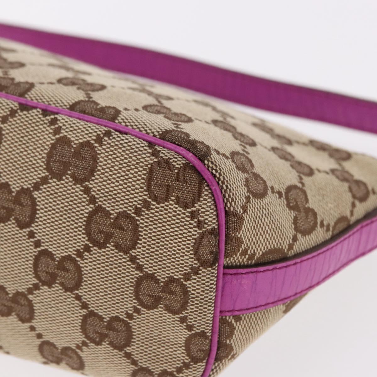 GUCCI GG Canvas Sherry Line Hand Bag Beige Silver 141809 Auth 191919A