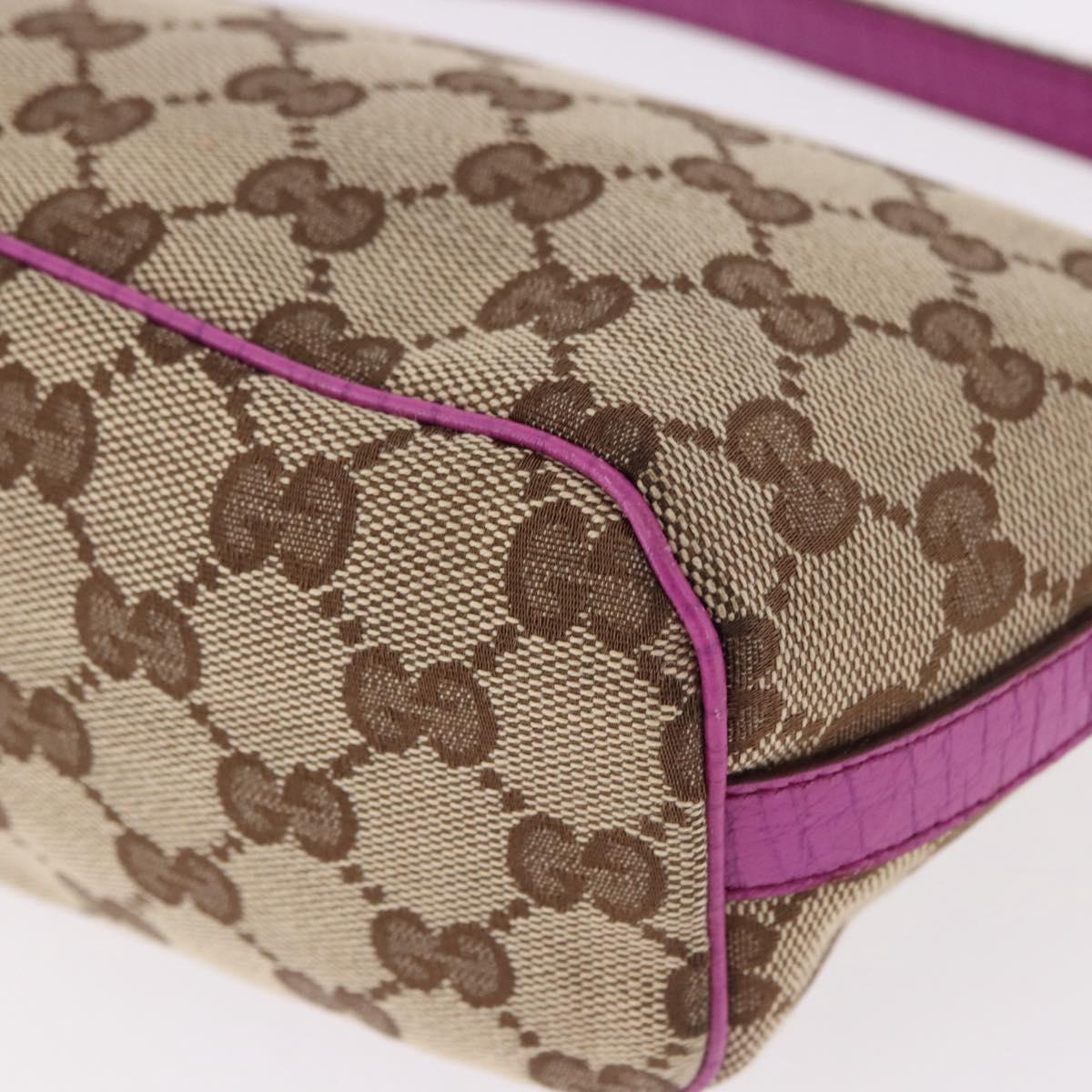 GUCCI GG Canvas Sherry Line Hand Bag Beige Silver 141809 Auth 191919A
