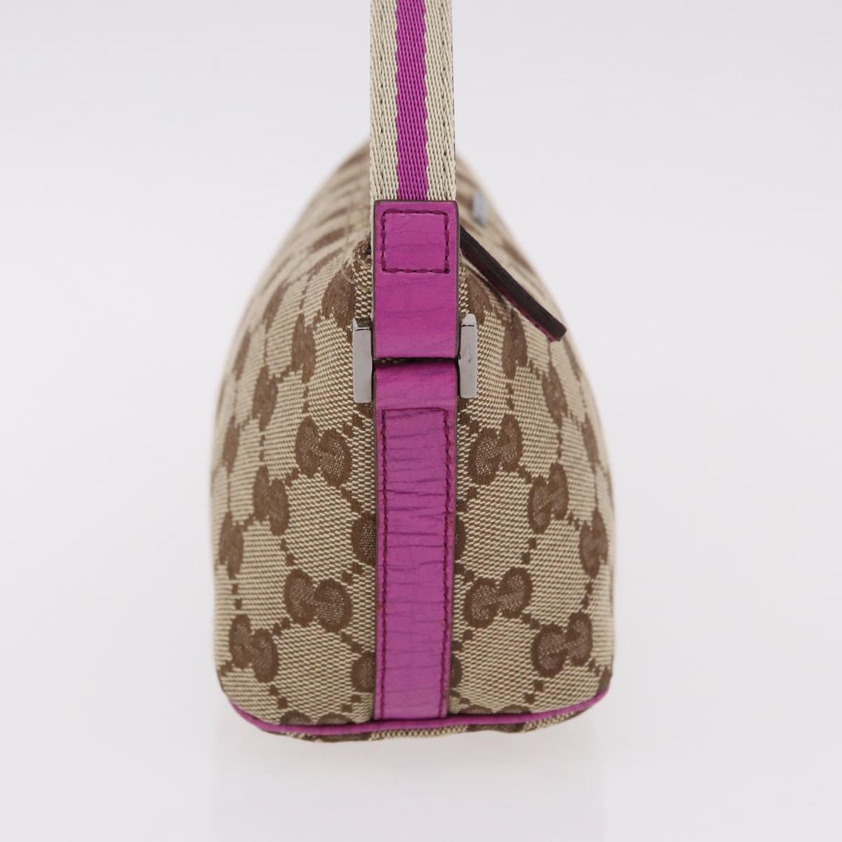 GUCCI GG Canvas Sherry Line Hand Bag Beige Silver 141809 Auth 191919A