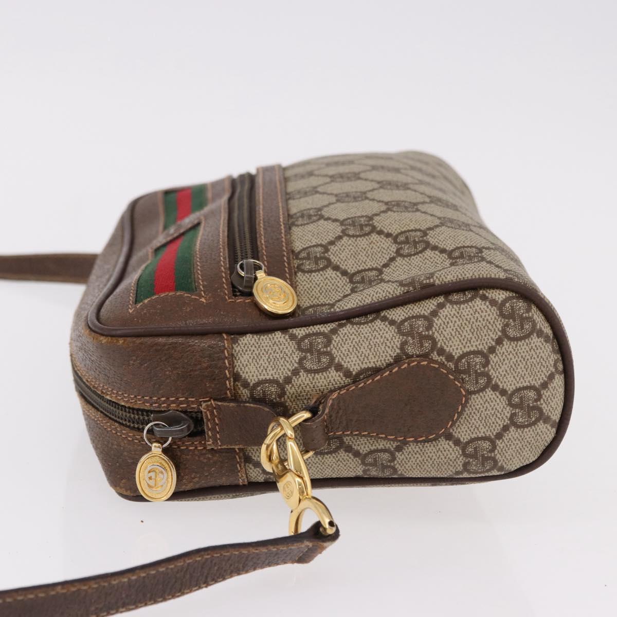 GUCCI GG Supreme Web Sherry Line Bag PVC Beige Gold 001 115 6655 Auth 191920
