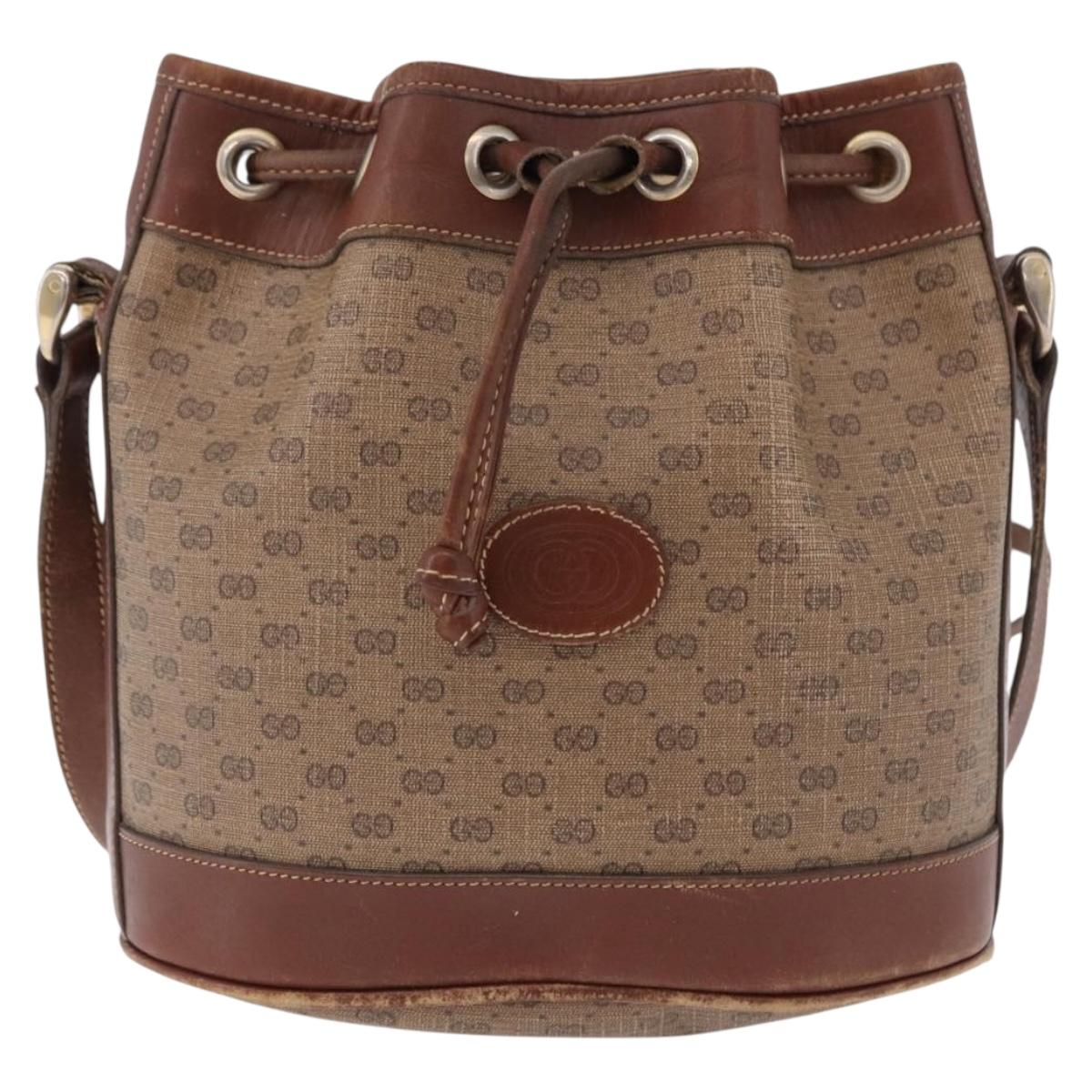 GUCCI Micro GG Supreme Shoulder Bag PVC Beige Gold 007 86 0044 Auth 191922