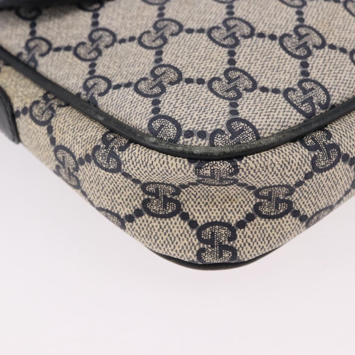 GUCCI GG Supreme Sherry Line Shoulder Bag PVC Navy Gold Auth 191923