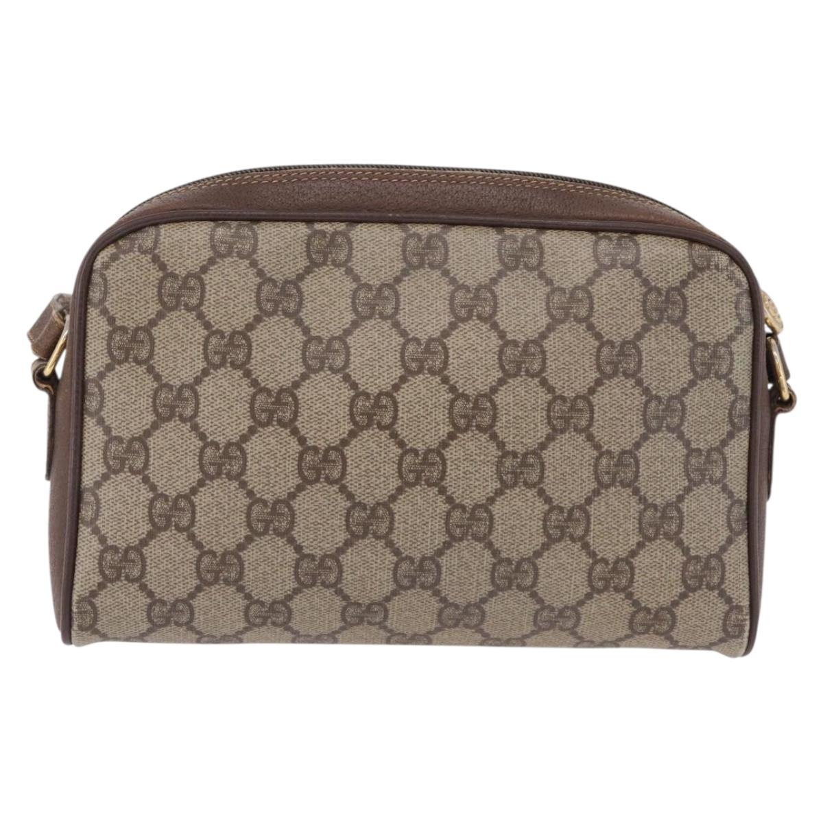 GUCCI GG Supreme Web Sherry Line Bag PVC Beige Gold 116 02 089 Auth 191925