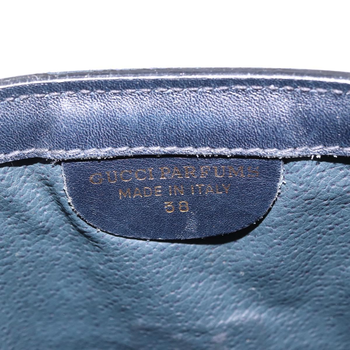 GUCCI GG Supreme Sherry Line Clutch Bag PVC Navy Gold Auth 191926
