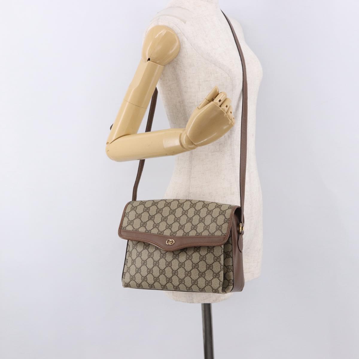 GUCCI GG Supreme Shoulder Bag PVC Beige Gold 001 113 6165 Auth 191928