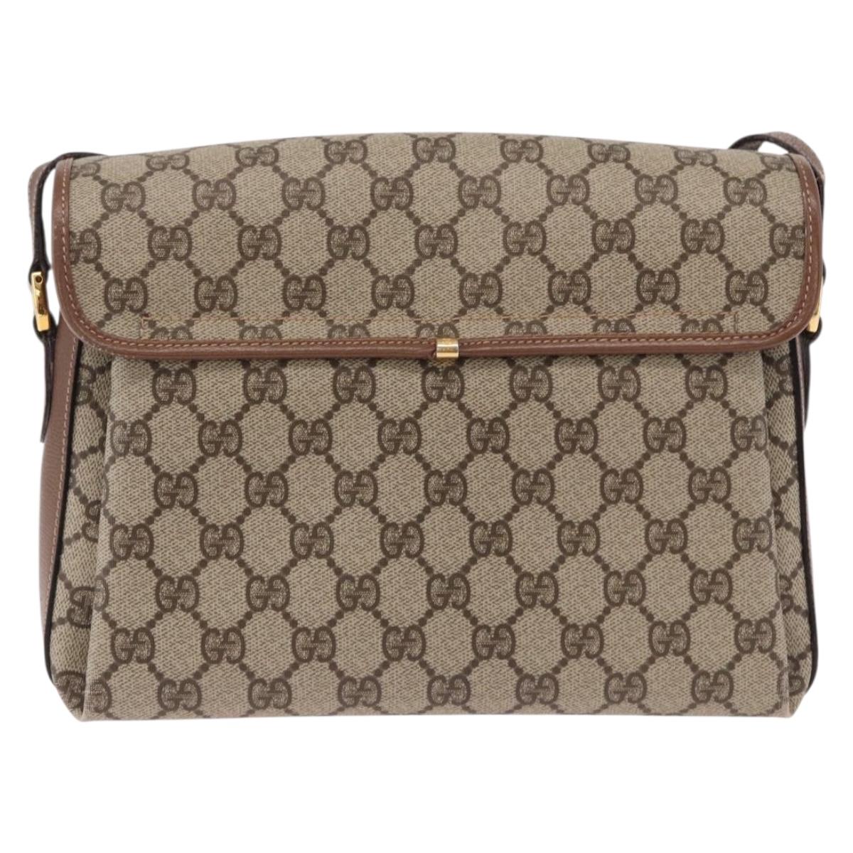 GUCCI GG Supreme Shoulder Bag PVC Beige Gold 001 113 6165 Auth 191928