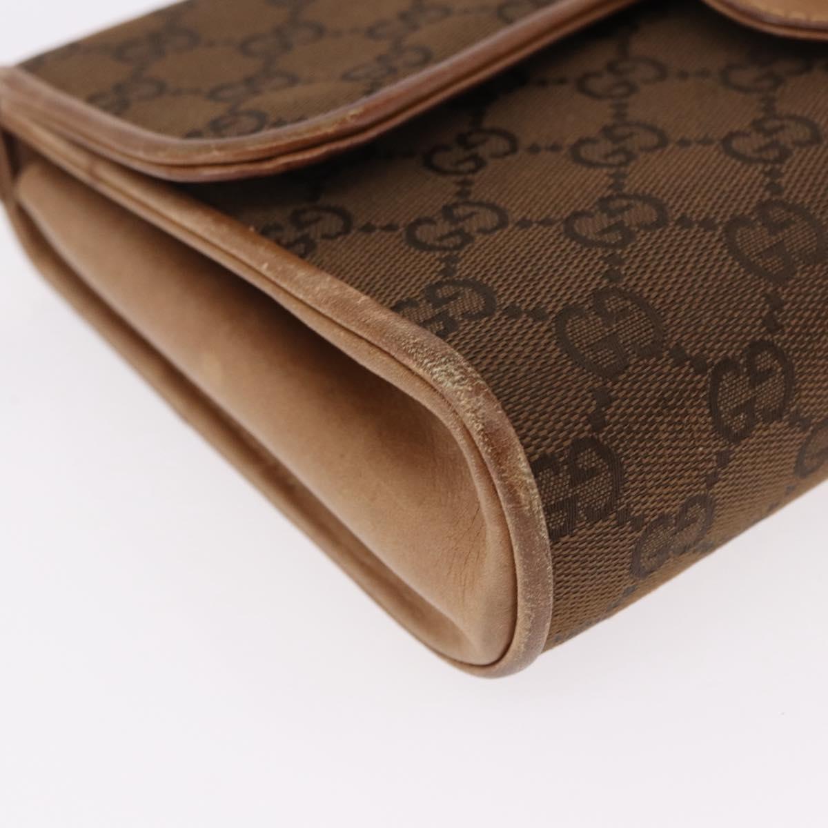 GUCCI GG Canvas Shoulder Bag Brown Gold Auth 191929
