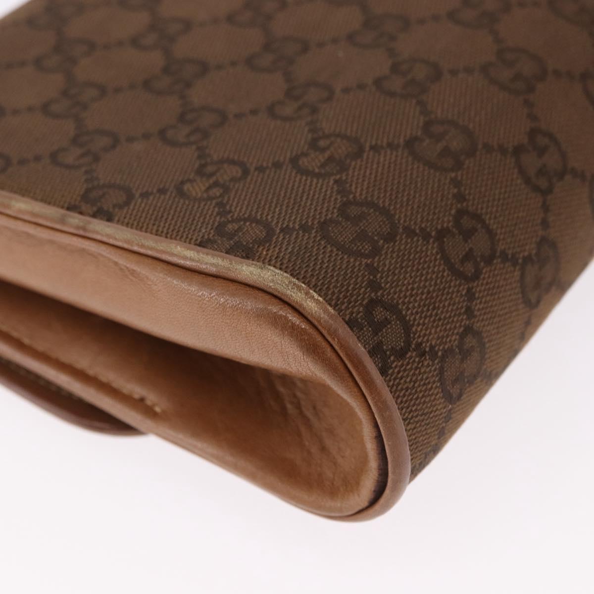 GUCCI GG Canvas Shoulder Bag Brown Gold Auth 191929