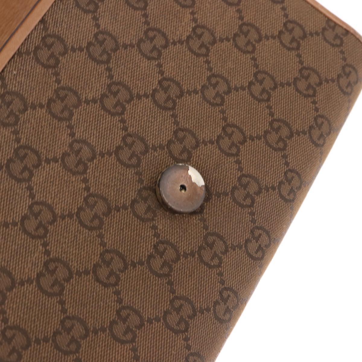 GUCCI GG Canvas Shoulder Bag Brown Gold Auth 191929