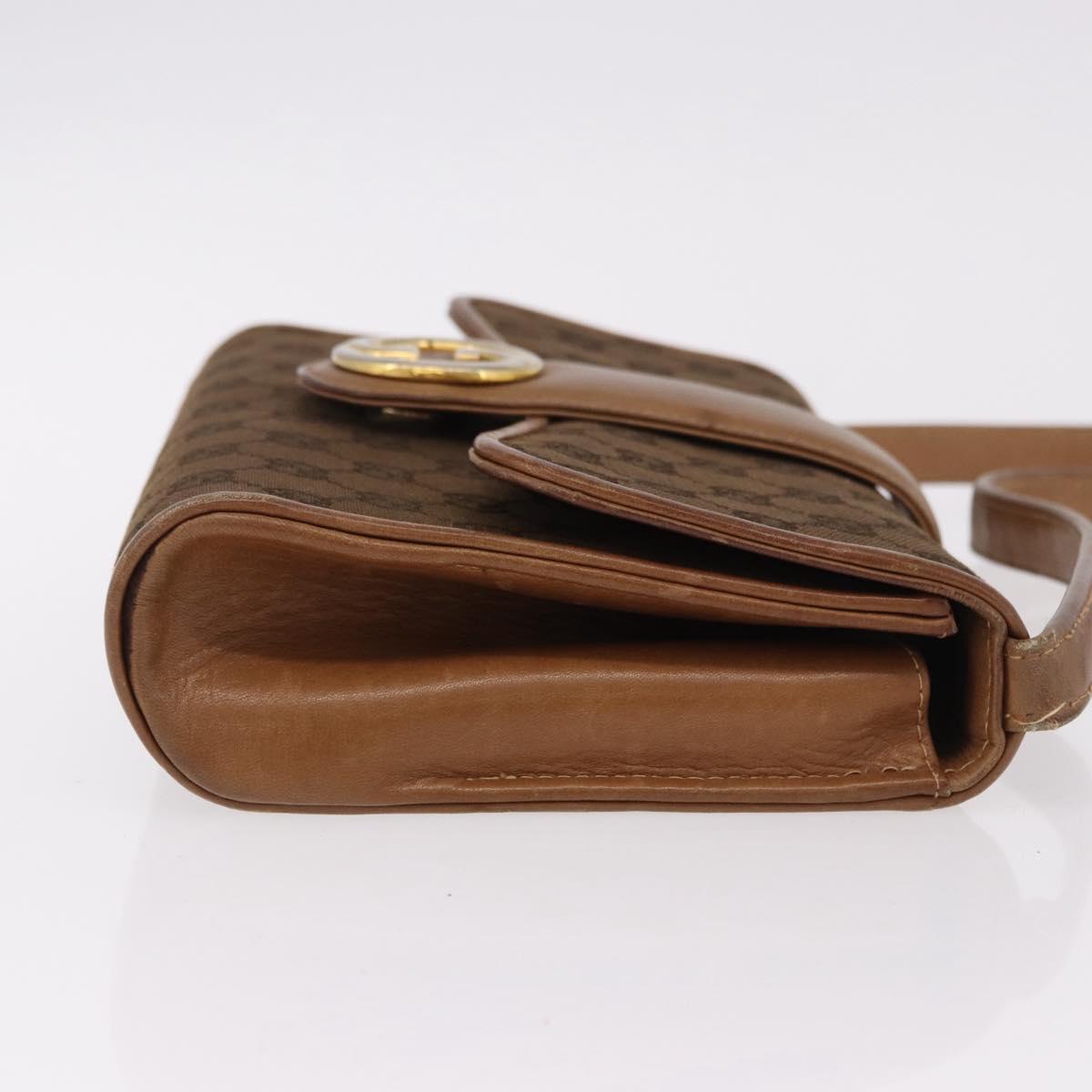 GUCCI GG Canvas Shoulder Bag Brown Gold Auth 191929