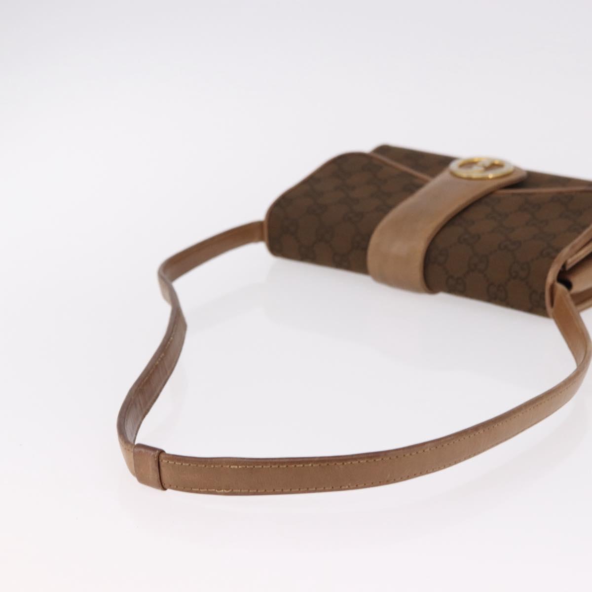 GUCCI GG Canvas Shoulder Bag Brown Gold Auth 191929