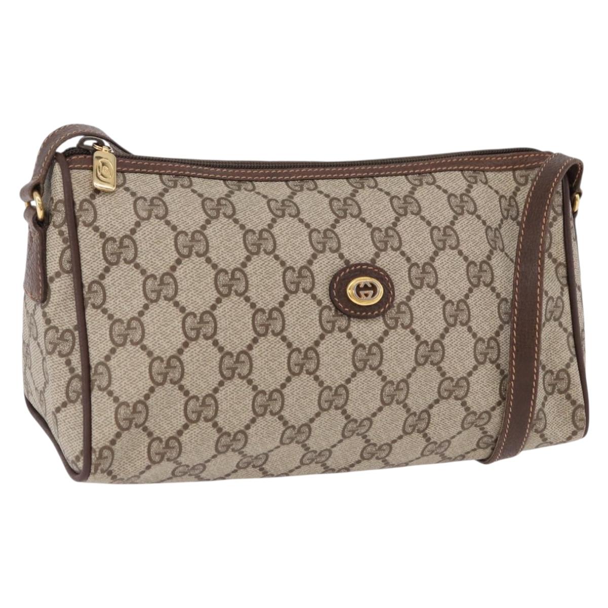 GUCCI GG Supreme Shoulder Bag PVC Beige Gold 156 02 086 Auth 191930