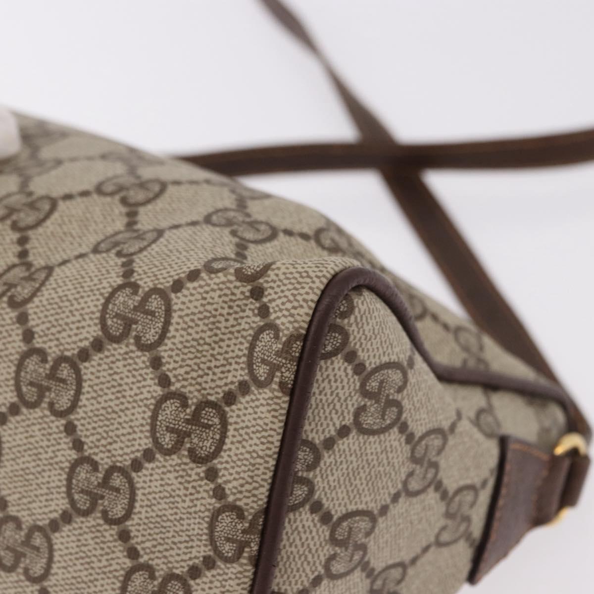 GUCCI GG Supreme Shoulder Bag PVC Beige Gold 156 02 086 Auth 191930