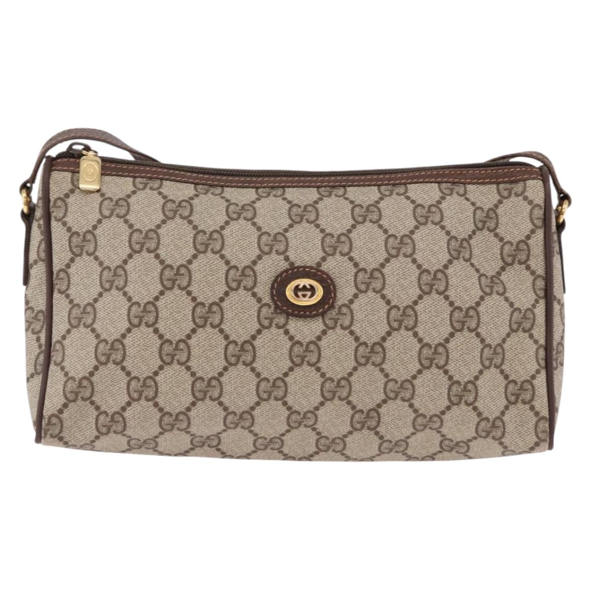 GUCCI GG Supreme Shoulder Bag PVC Beige Gold 156 02 086 Auth 191930