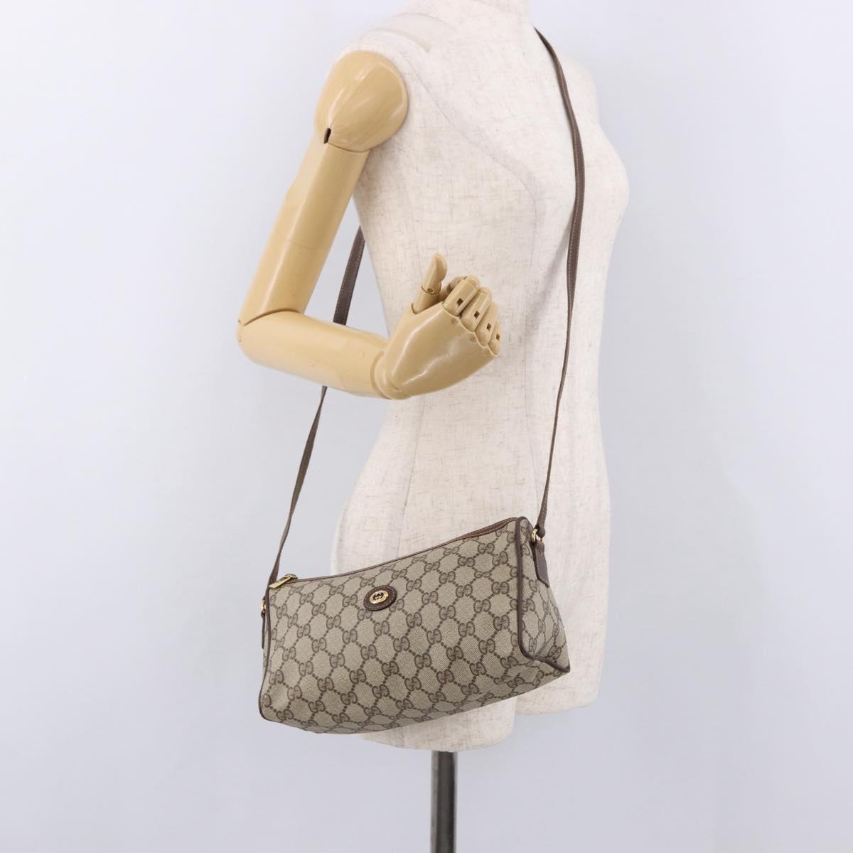 GUCCI GG Supreme Shoulder Bag PVC Beige Gold 156 02 086 Auth 191930